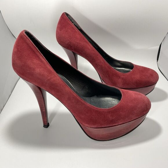 Stuart Weitzman Red Suede Platform High Heel Pumps Women’s 7.5 M Spain - Picture 4 of 10